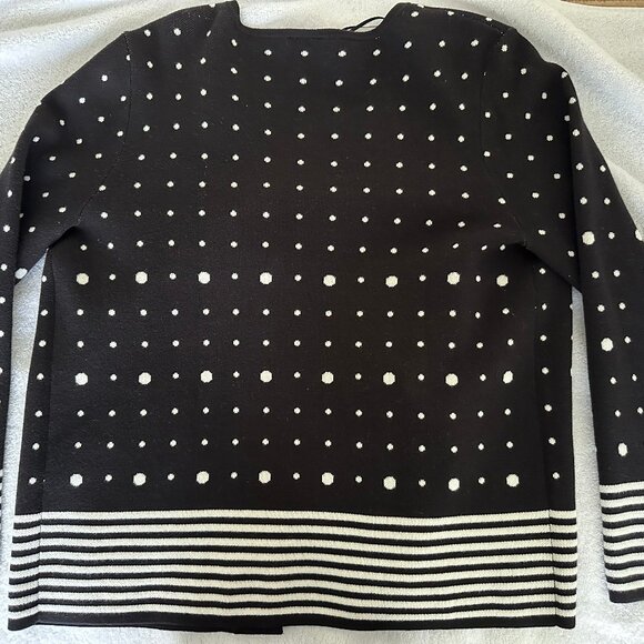 Ann Taylor Factor Black/White Open Front Cardigan Sweater NWT - Picture 4 of 9